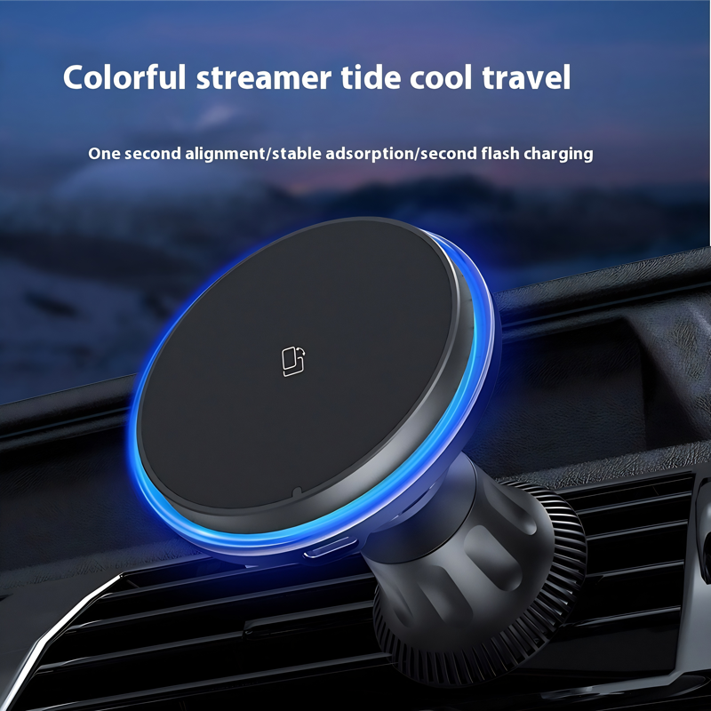 MagSafe Compatible 15W Fast Wireless Car Charger & Magnetic Phone Mount